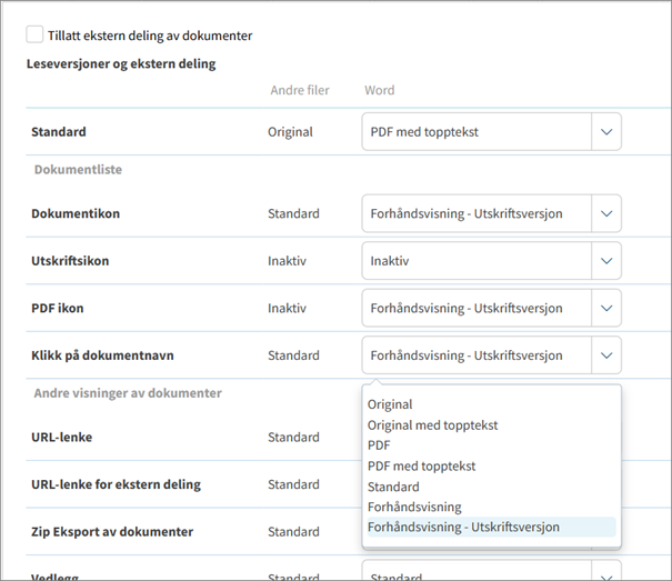 skjermbilde fra TQM som viser hvordan du forhåndsviser dokumenter